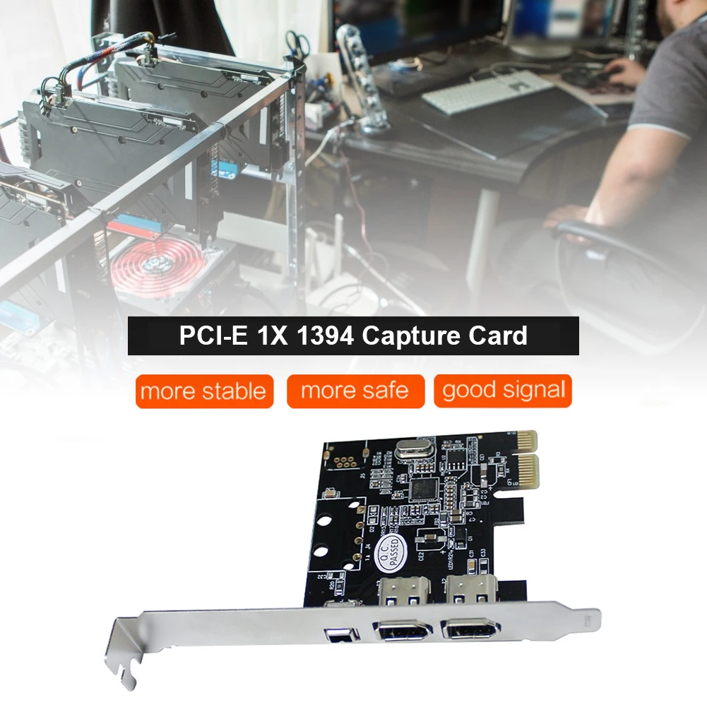 Плата видеозахвата PCI-E 1X до 16X 1394 DV с 6-контактным 4-контактным адаптером шины Firewire