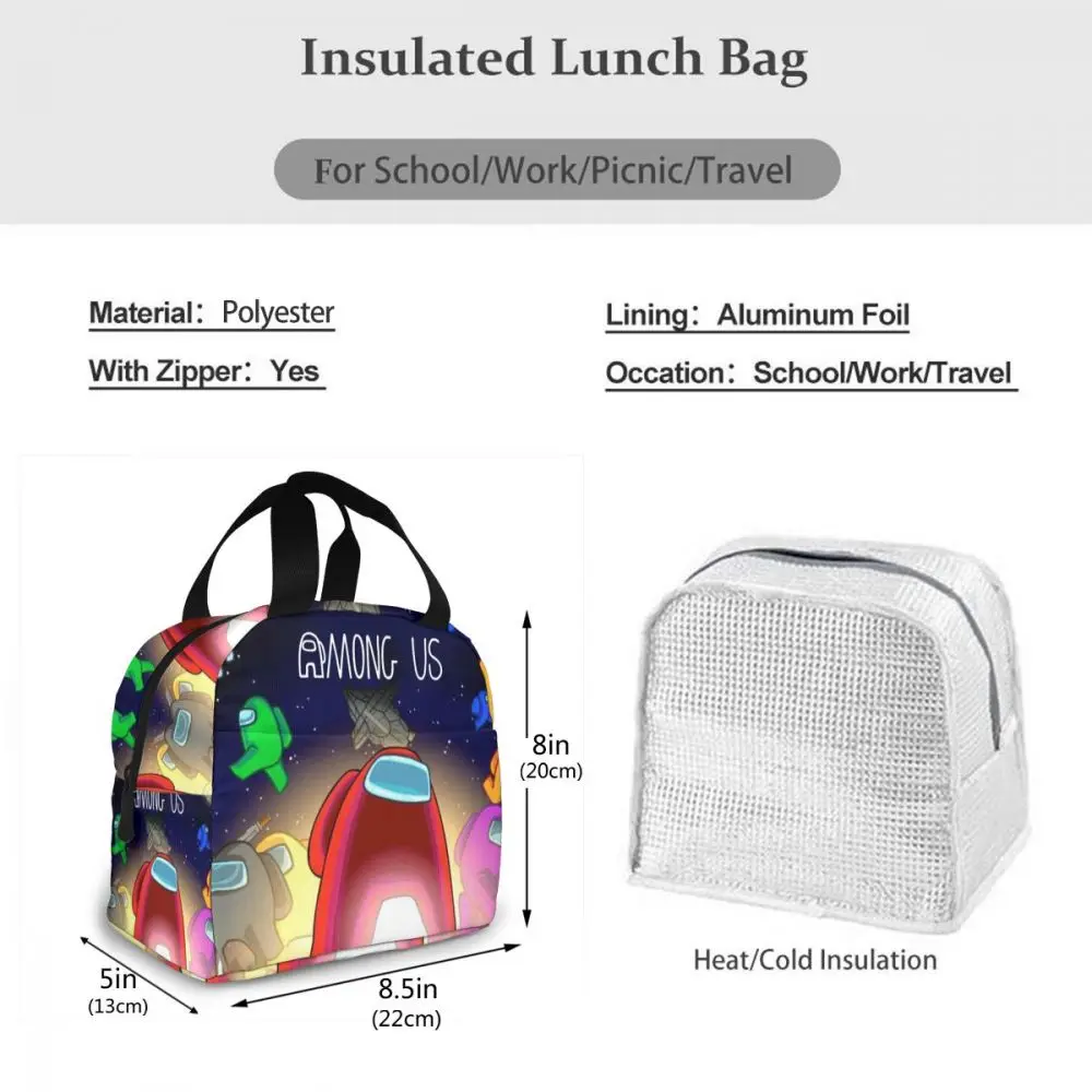 

Among US Waterproof Portable Insulated Lunch Bag, Washable And Reusable, Suitable For Outdoor Travel Picnic School Office