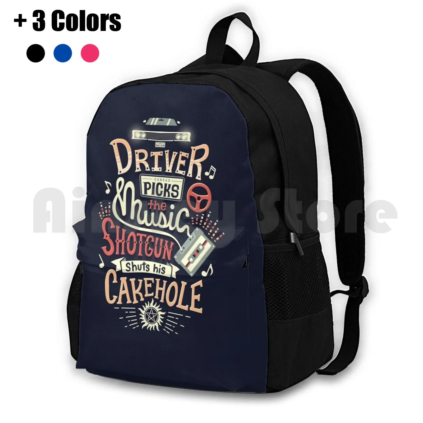 

Driver Picks The Music Outdoor Hiking Backpack Riding Climbing Sports Bag Typography Lettering Hand Lettering Music Spn Dean