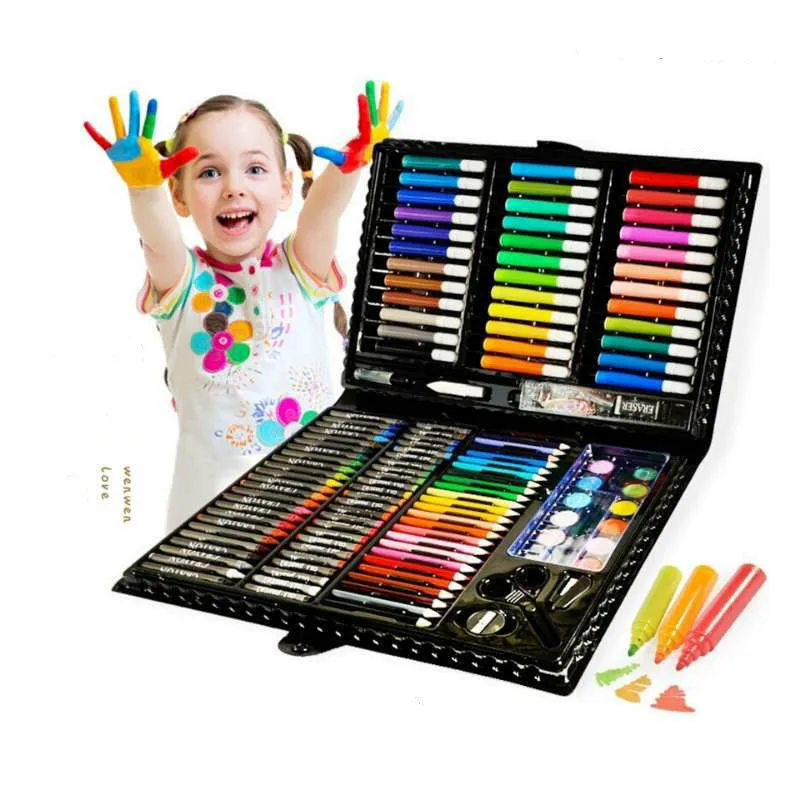 

150pcs/set Children Drawing Painting Set Water Color Pen Crayon Oil Pastel Paint Brush Drawing Tool Art School stationery set