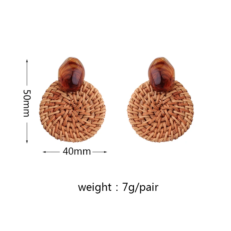 Корейские серьги из ротанга YAMEGA ручной работы уникальные деревянные