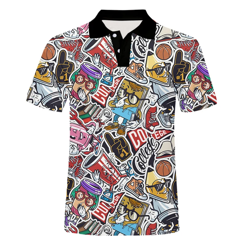 

Футболка-поло IFPD мужская с принтом в виде граффити, Повседневная рубашка с коротким рукавом, в европейском и американском стиле, лето