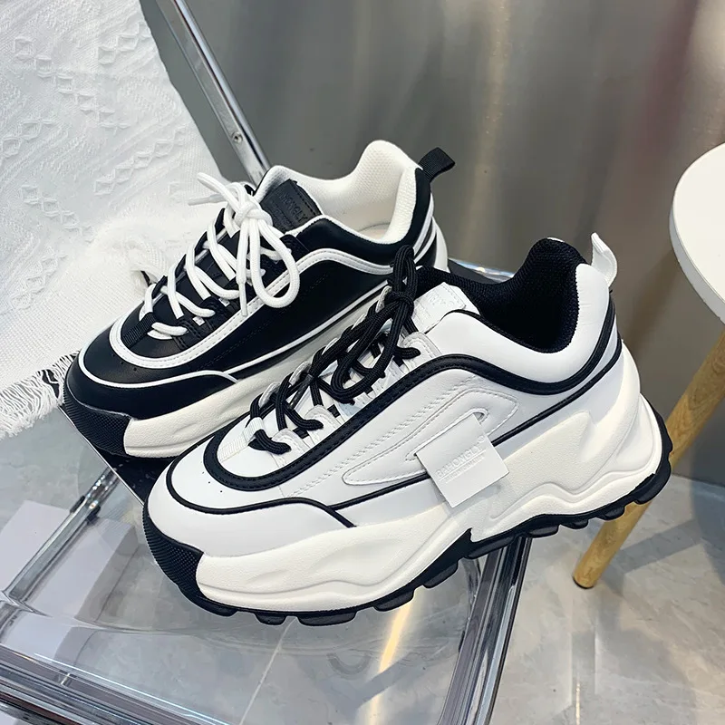 

Новинка Зима 2021, Папины туфли Colorblock, женская обувь на платформе, маленькие повседневные кроссовки для бега и спорта