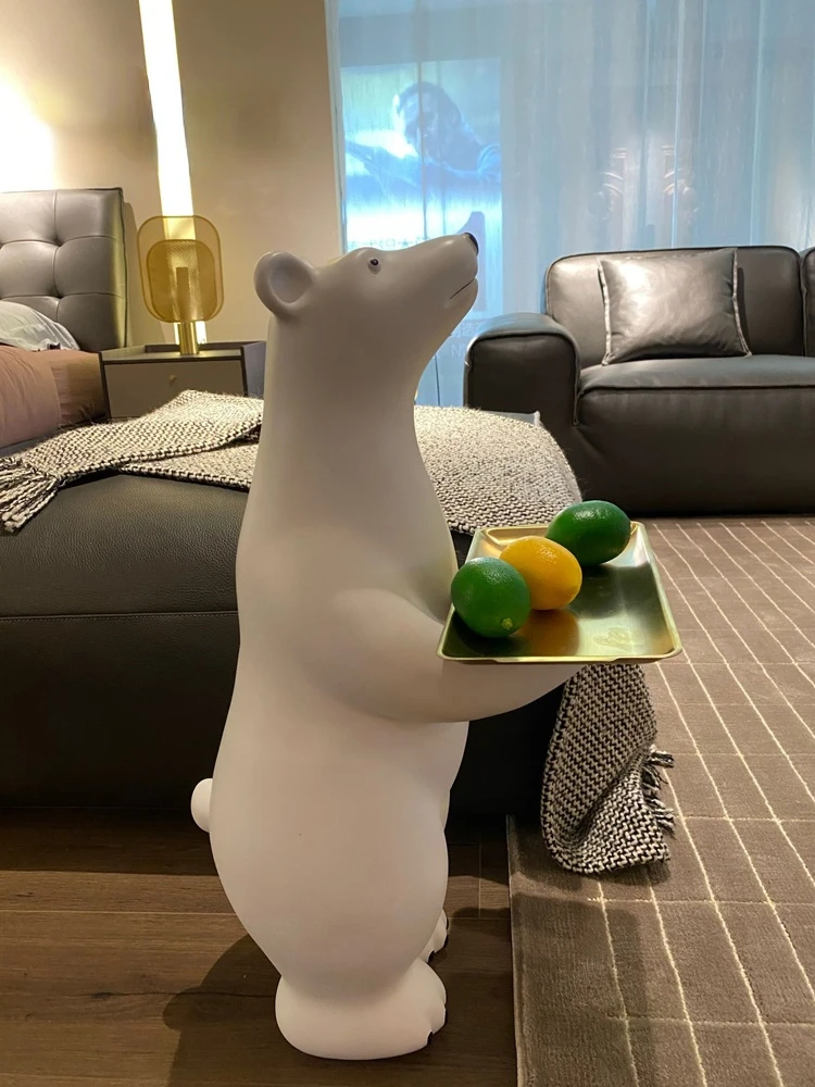 

Creative Welcome Polar Bear Large Floor Home Decoration Corner Storage Tray Housewarming Gifts