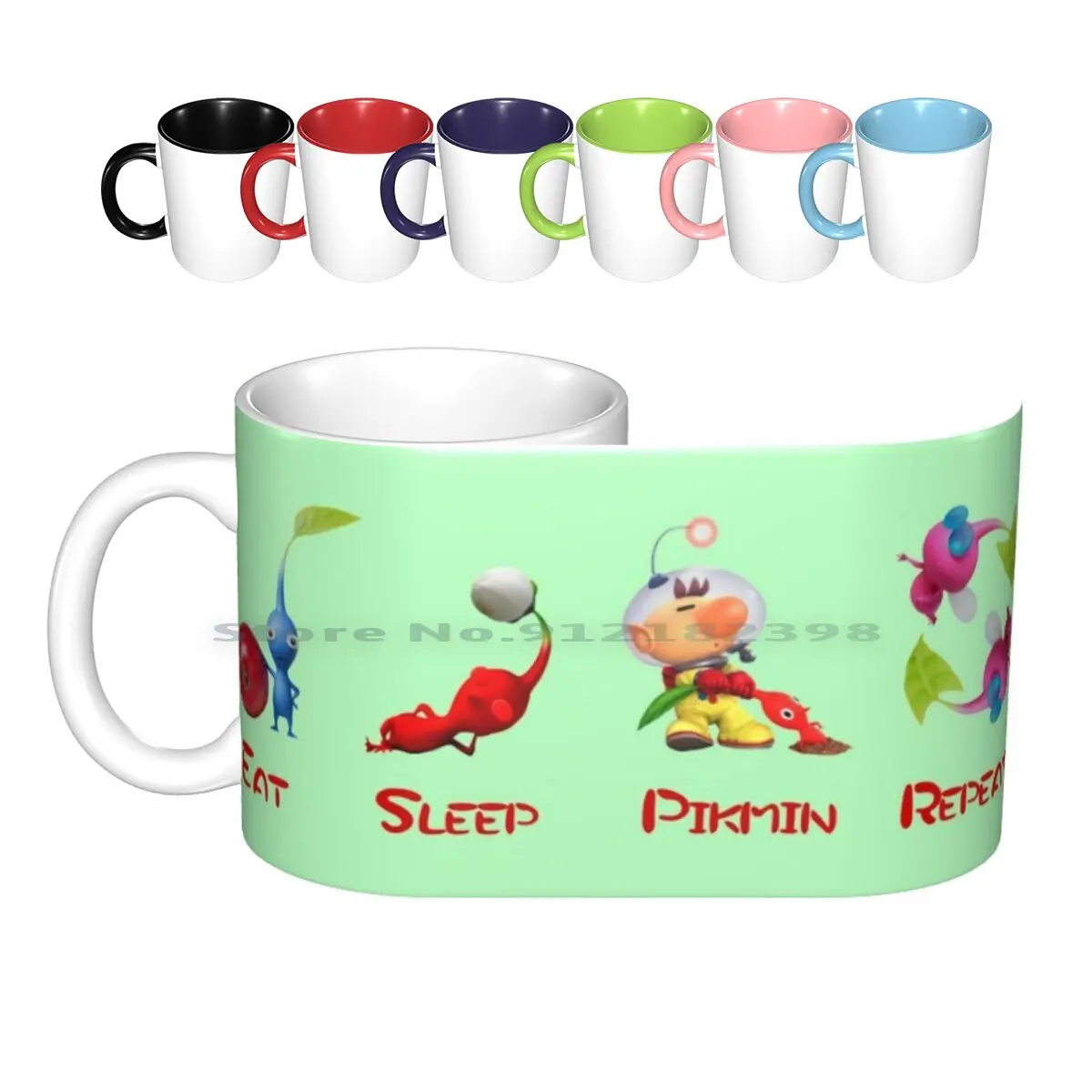 

Еда, сон, пикмин, повторяющиеся керамические кружки, кофейные чашки, Кружка для молока и чая, кружка Pikmin для геймеров, крутая забавная Соврем...