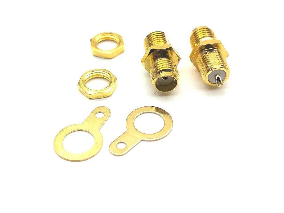 100pcs copper SMA Female Jack RF Panel Mount with nut bulkhead handle Soldering New