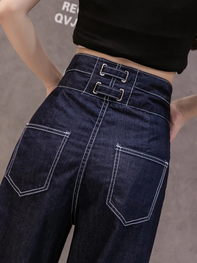 

High waist jeans women's straight loose 2021 new spring and summer hot style floor pants slim high waist wide leg pants