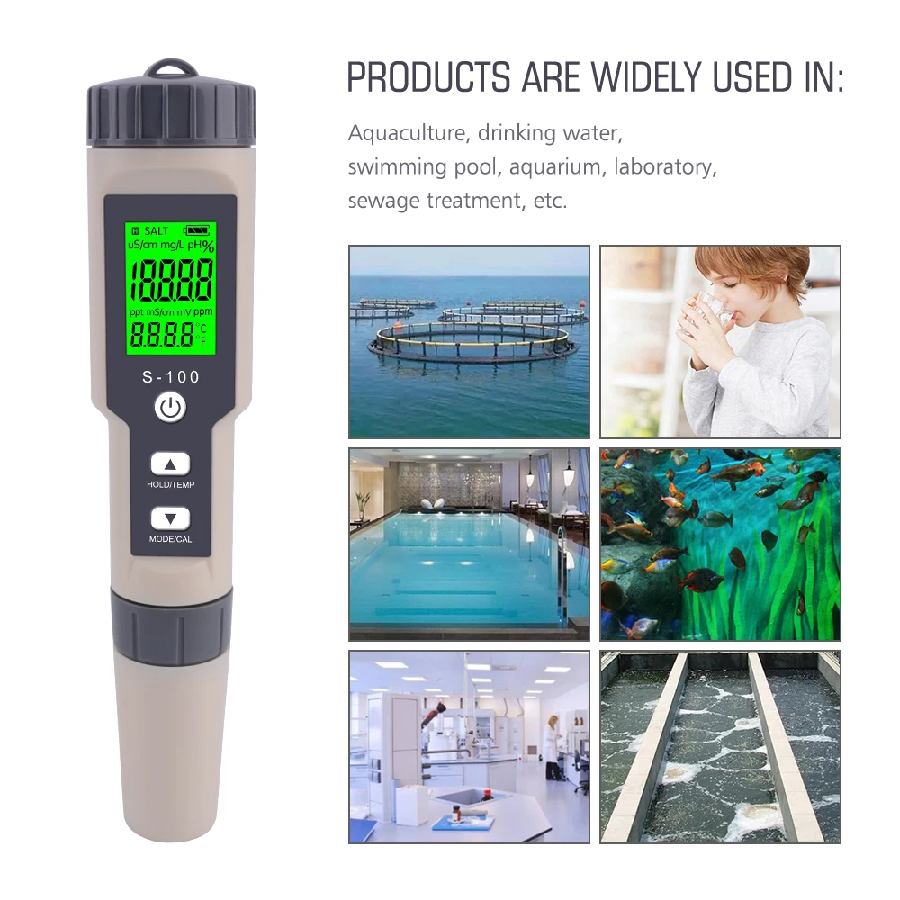 Yieryi S-100 цифровой измеритель солености 4 в 1 TDS/EC/солености/Темп тестер качества