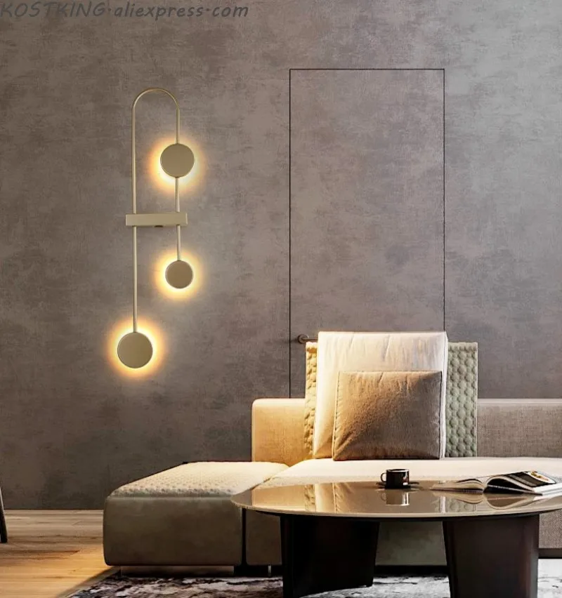 

Living room decorative wall lamp North Europe bedroom bedside lamp modern simple creative art minimalist line corridor wall lamp