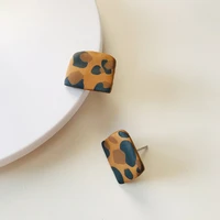 minar sweet polka dot leopard polymer clay earrings for women handmade rectangle geometric clay drop earrings cute jewellery