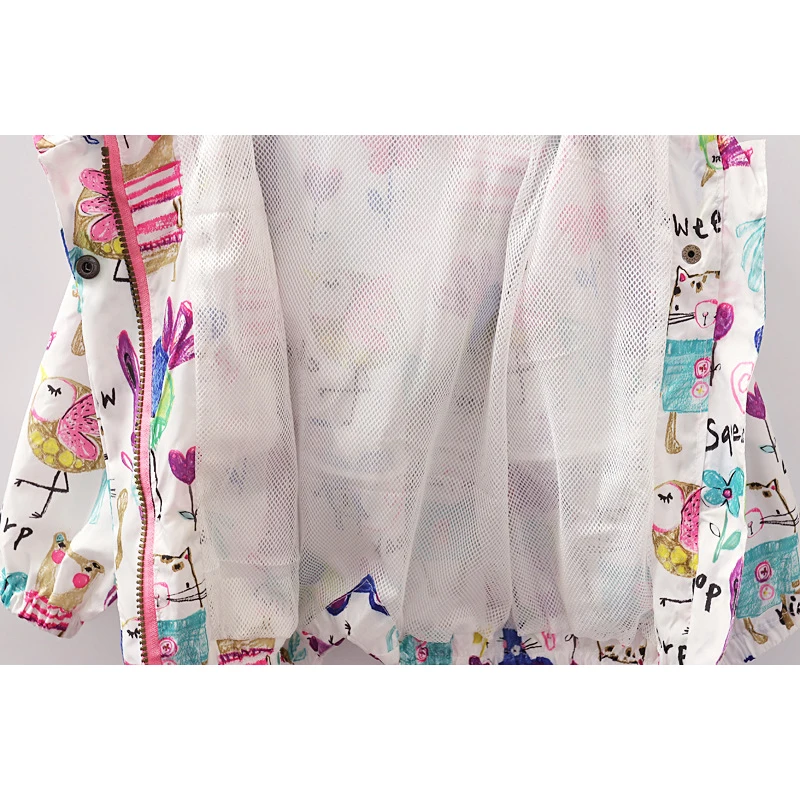 New Spring Girls Jackets Cute Graffiti Zipper Hooded Outerwear For Hand Painted Kids Sunscreen Toddler Clothes | Детская одежда и