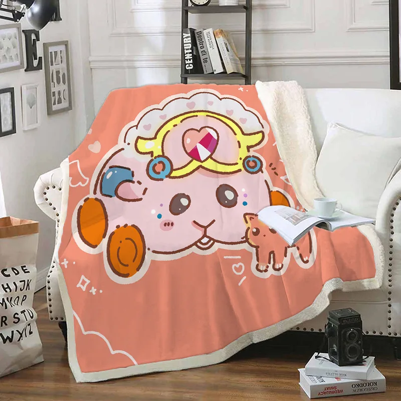 

Guinea Pig Pui Pui Molcar Throw Blanket Cartoon 3D Plush Double-layer Blanket Bedspread for Kids Warm Blanket Couch Quilt Cover