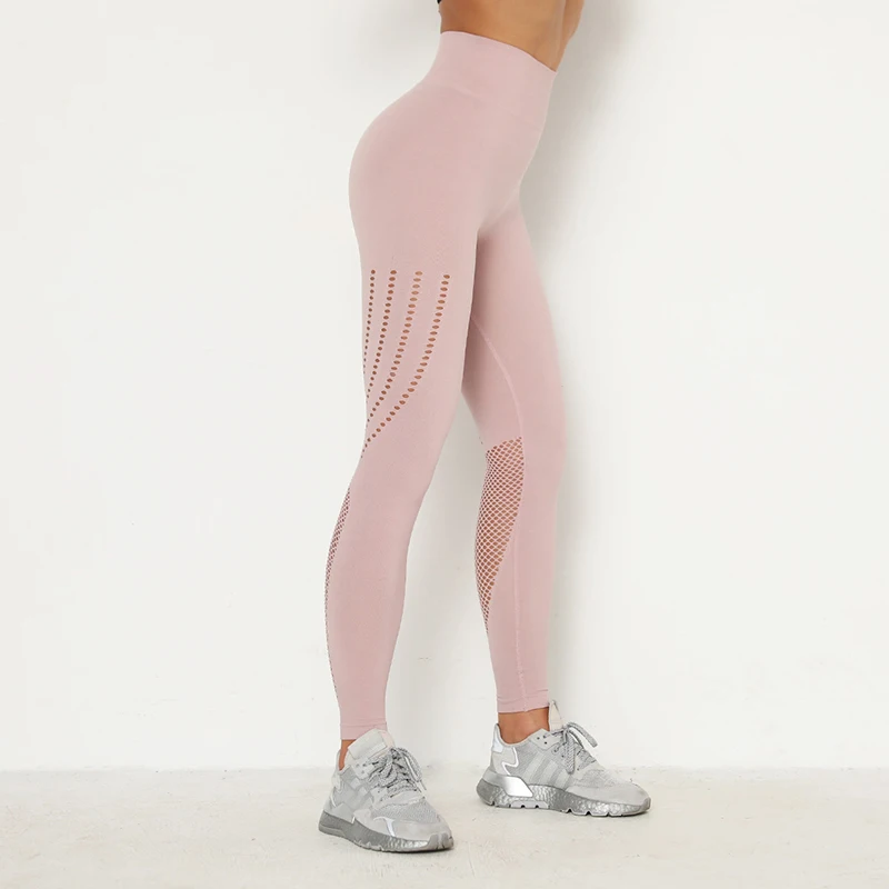 

Seamless Yoga Pants Women High Waist Running Leggings Elastic Workout Squat Proof Gym Workout Tights Mujer Hollow Out Sportswear