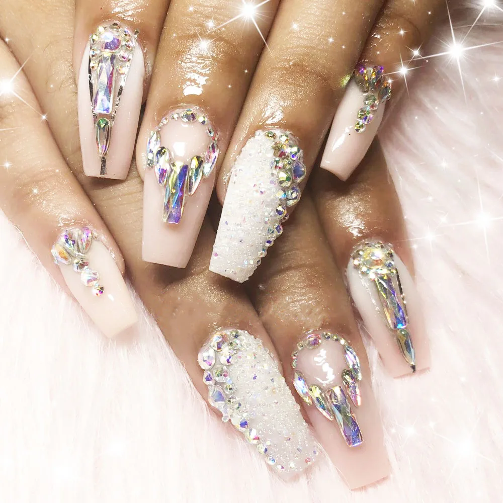 20 шт. 3D кристаллы камни для ногтей золотые стразы с плоской задней поверхностью