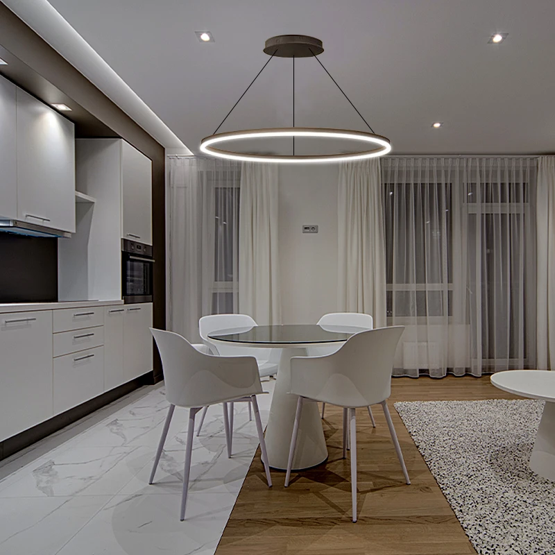 Современная светодиодный ная люстра круглая кольцевая лампа для ресторана