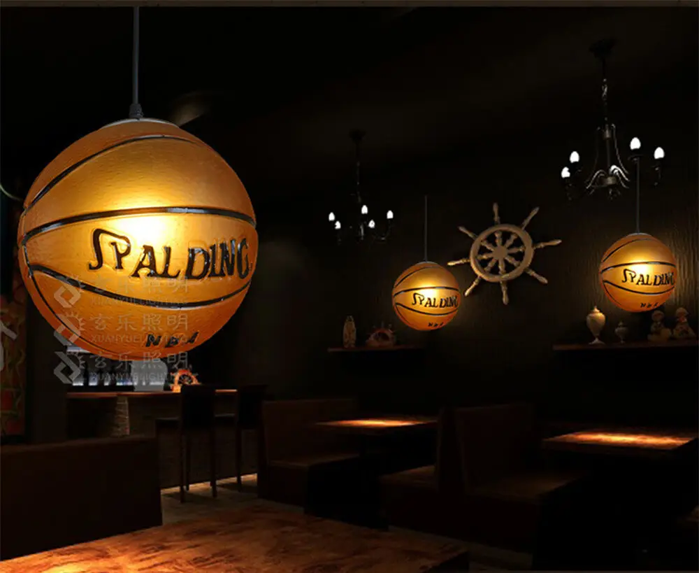 Современная светодиодная Подвесная лампа E27 для баскетбола люстра детской