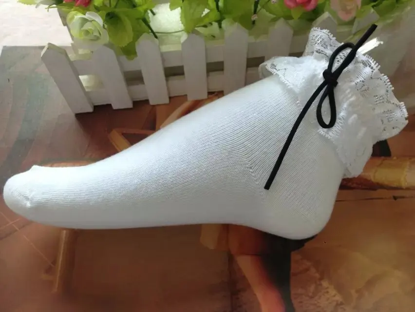 Женские винтажные кружевные носки до щиколотки с оборками женские принцессы