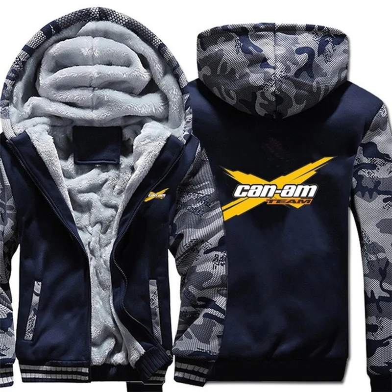 

2021 New Can Am Logo Stripe Brp Team Hoodies Mens Zipper Coat Fleece Thicken Can Am Sweatshirt Pullover f6j
