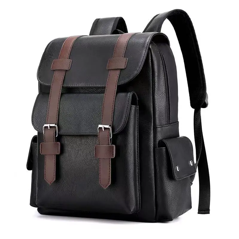 

Backpacker Large Capacity Backpack Soft PU Leather Waterprof Wearable Men's Laptop Backpack Fashion Men's Schoolbag School