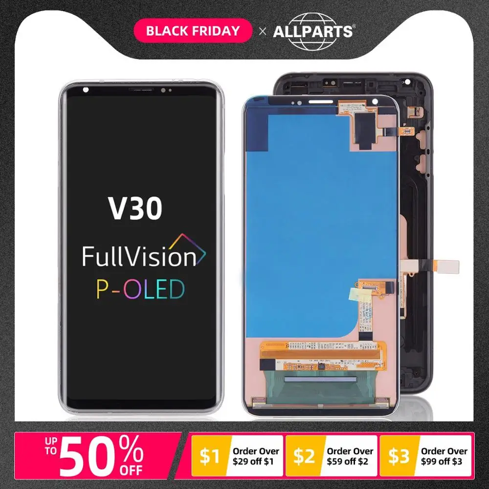 Дисплей для LG V30 в сборе с тачскрином на рамке черный