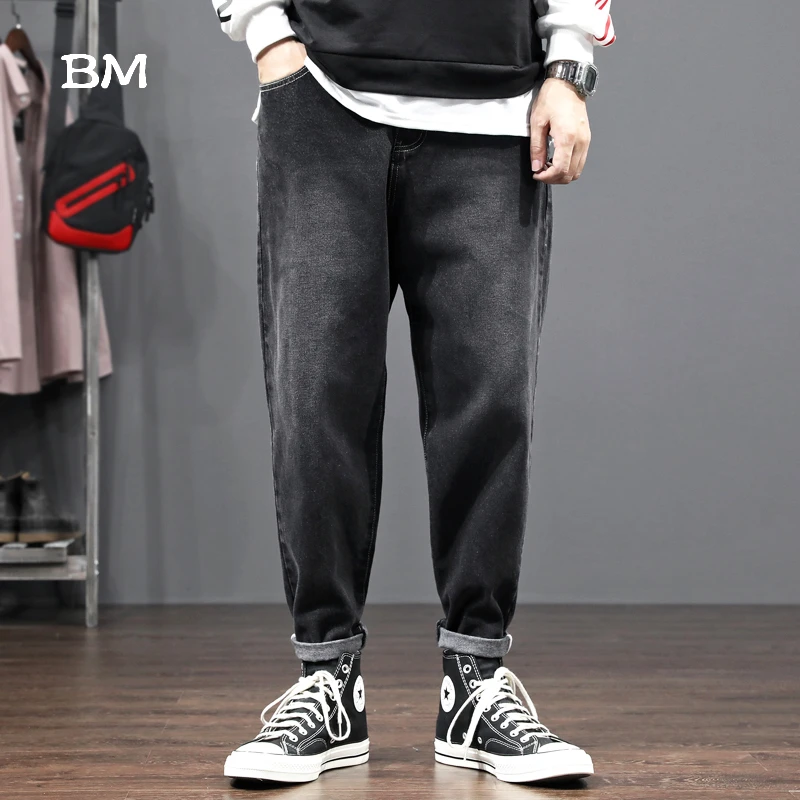 Джинсы мужские свободного покроя в японском стиле эластичные брюки-султанки