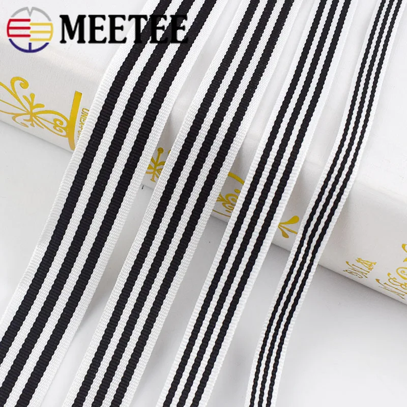 30Meters Black White Stripe Polyester Webbings Bag Backpack Strap Belt Ribbons Bias Binding Tapes Gift Wrapping DIY Accessories | Дом и сад