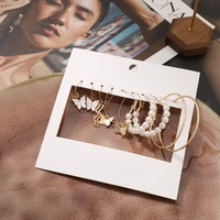 6pcs pearl bead hoop earrings set for women lady cute butterfly snake metal earring combo popular big circle jewelry