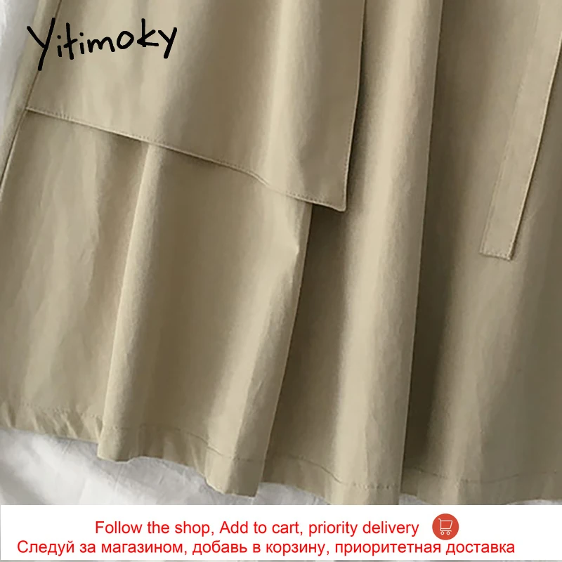 

Yitimoky Solid Black Skirt Spring 2021 New Korean Style High Waist Bandage Office Lady A-Line Mid-Calf Skirts Womens Hot Sale