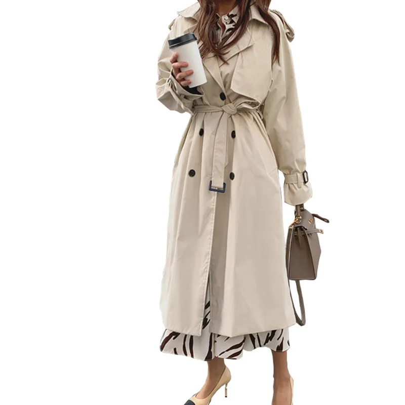 

2020 New Autumn Spring Women's Trench Coat For Women Korean Windbreaker Female Plus Size Double Breasted Ladies Long Chic Coats