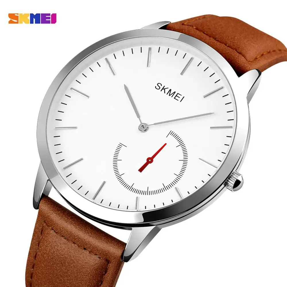 SKMEI Casual Mens Watches Male Clocks 2020 Top Brand Luxury Leather Strap Quartz Business Watch Gift Relogio Masculino 1676