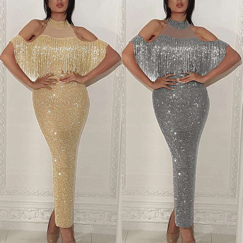 Женское платье с разрезом элегантный Секи обтягивающая открытыми плечами