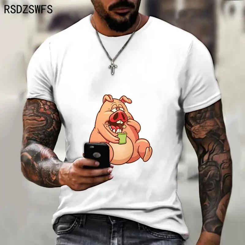 

2021 New Cool fashion t shirt for men and women animal Pig print 3d t shirt summer short sleeve t shirts male t shirts Asia size
