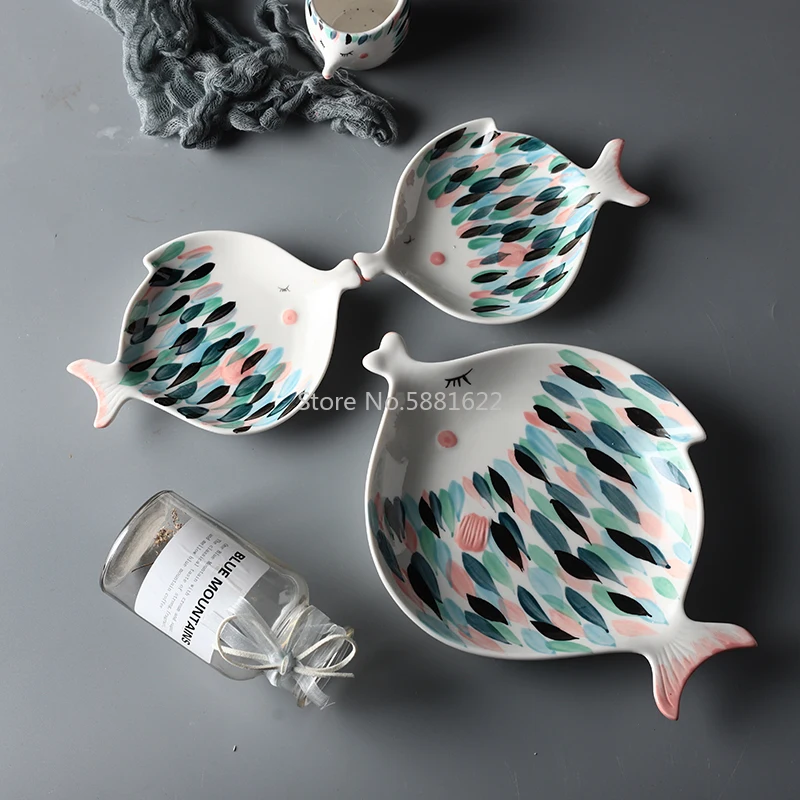 Милая керамическая тарелка в форме рыбы для стейка десертные тарелки фарфоровая
