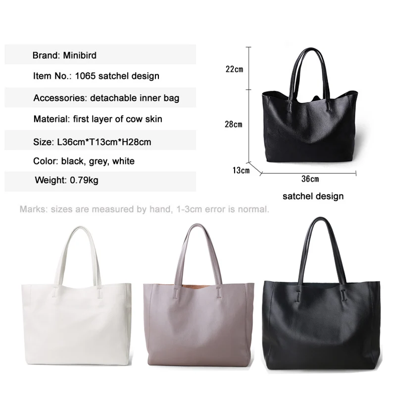 

2021 New Women Deluxe Genuine Cowhide Leather Totes Handbag Lady Simple Soft Satchels Bag High Capacity Waterproof Shopping Bags