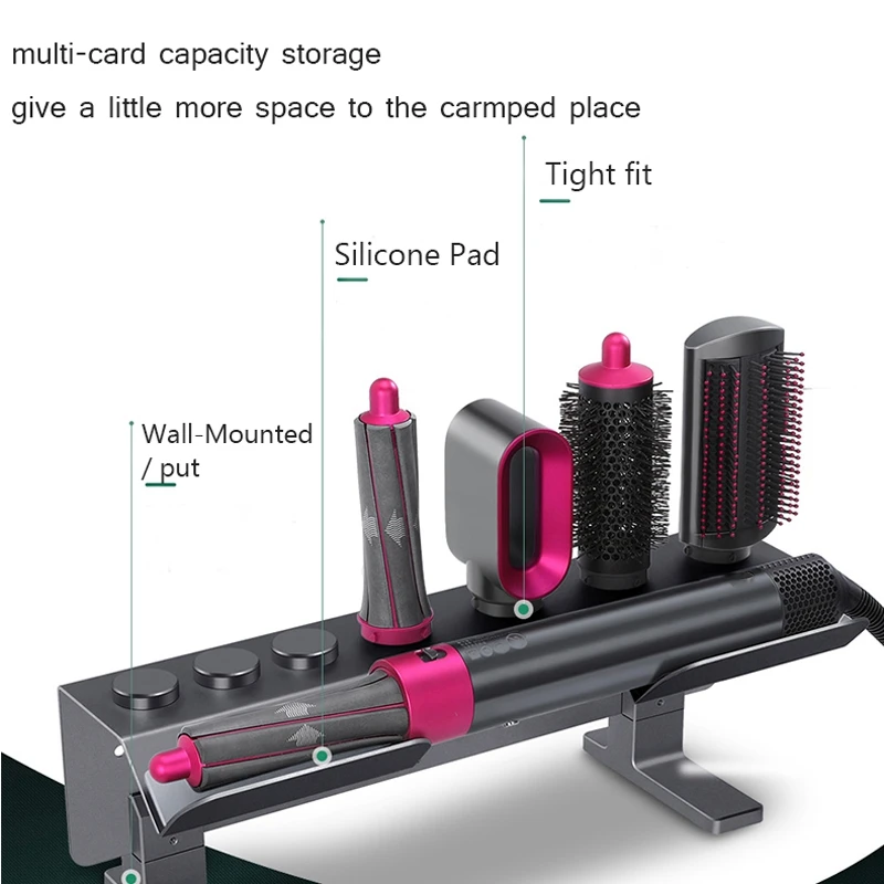 

Wall Mounted Hair Dryer Storage Rack Bathroom Curling Iron Holder Save Space Aluminum MultipurposeToilet Shelf