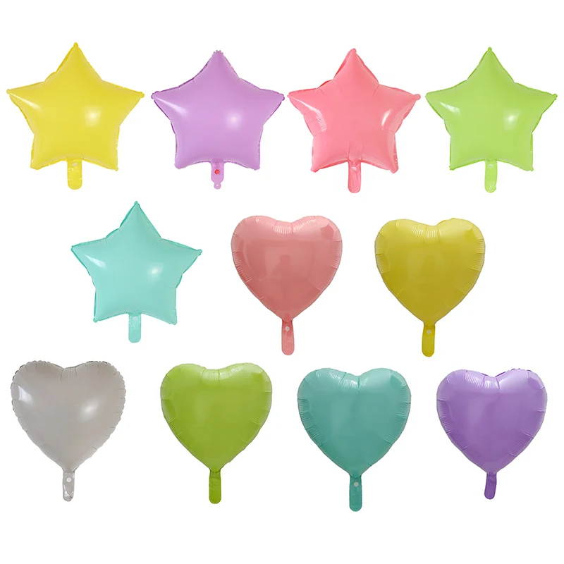 

10pcs 18inch Star Heart Macaron Helium Foil Balloons Wedding Baby Shower Birthday Party Decoration Supplies Inflatable Globos