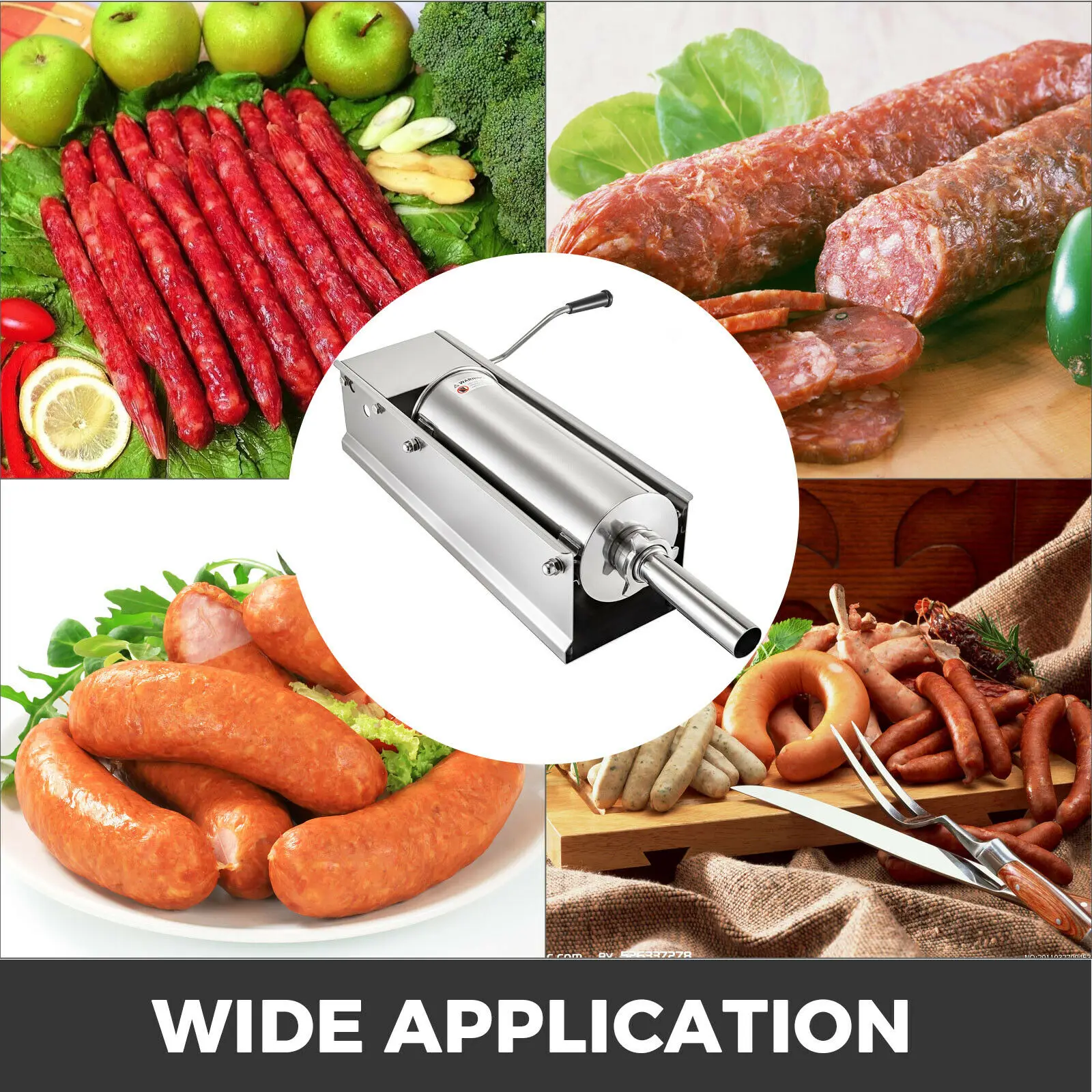 VEVOR 3L 5L 7L 10L Manual Horizontal Sausage Filler Stuffer Machine Food Processor 304 Stainless Steel for Restaurant Commercial