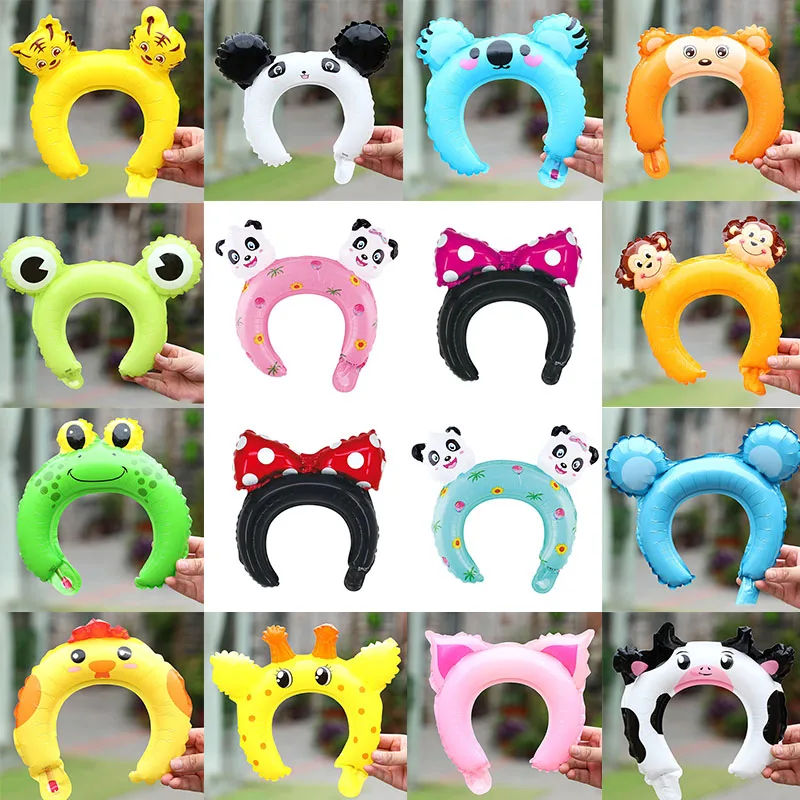 10 шт. воздушные шары с животными и повязкой на голову кролик лягушка слон тигр