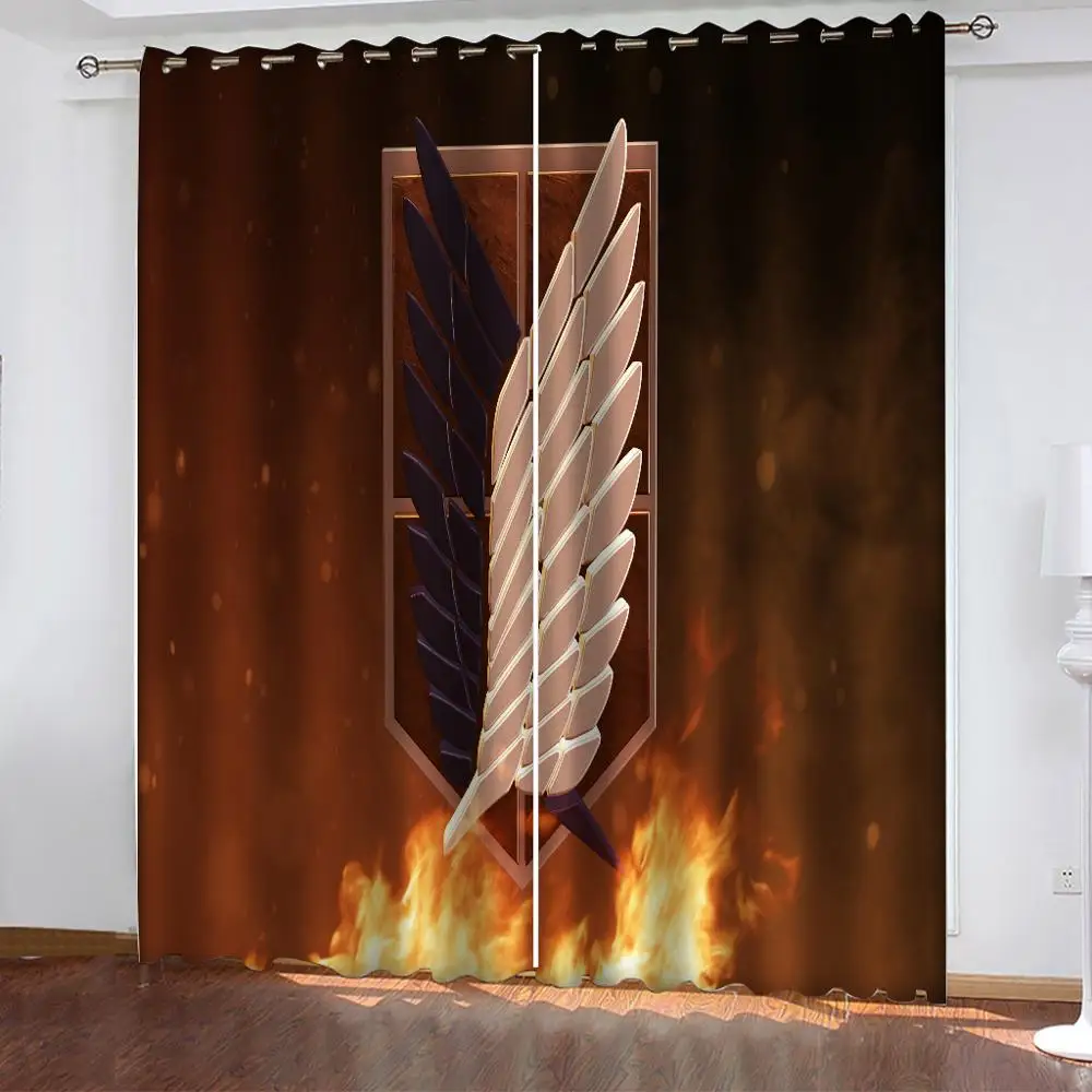 2 шт./комплект занавески на окна с рисунком из аниме атака Титанов | Дом и сад