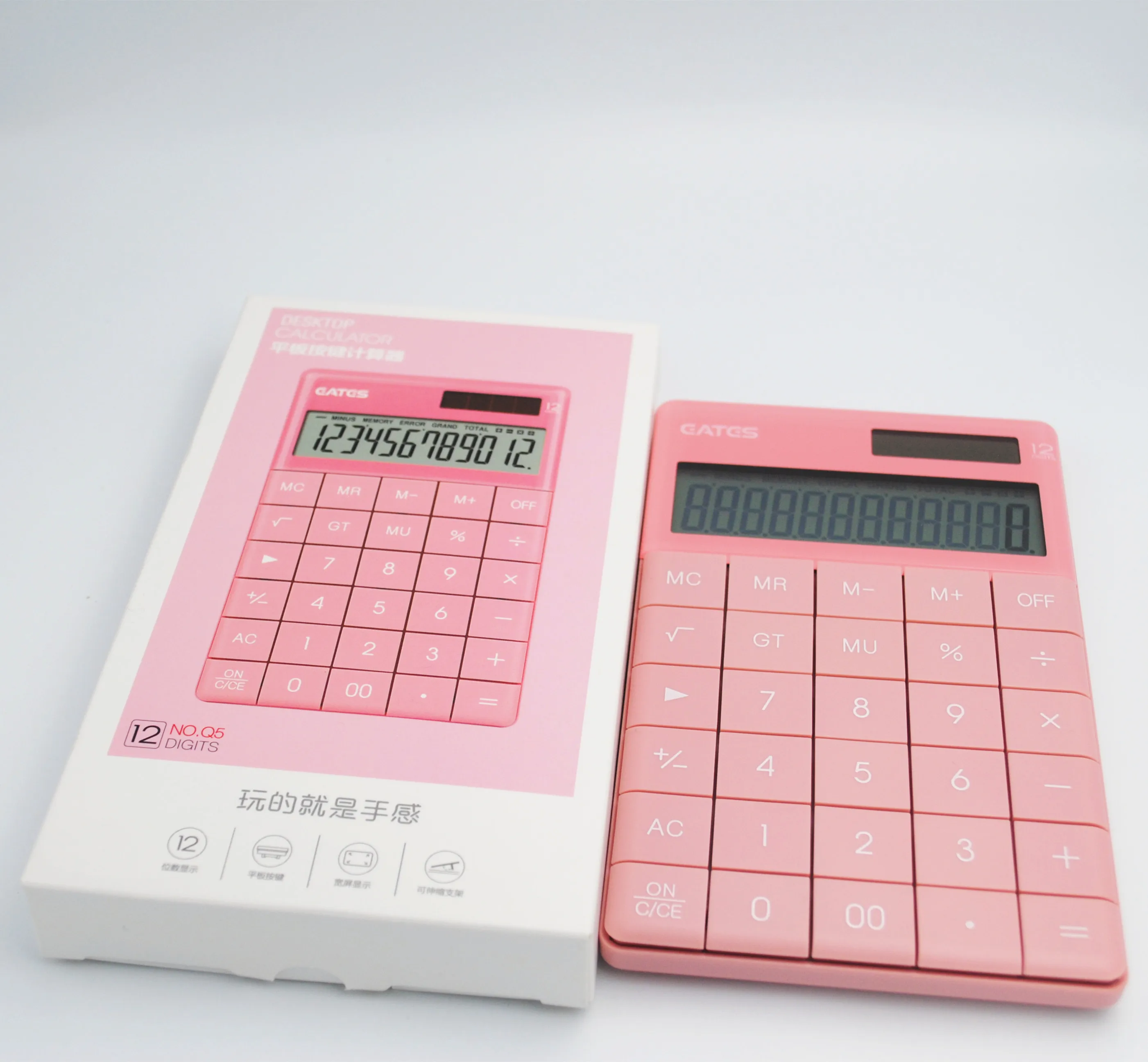 

12 Digit Desktop Calculator Large big Buttons Financial Business Accounting Tool White Blue orange pink battery and solar power