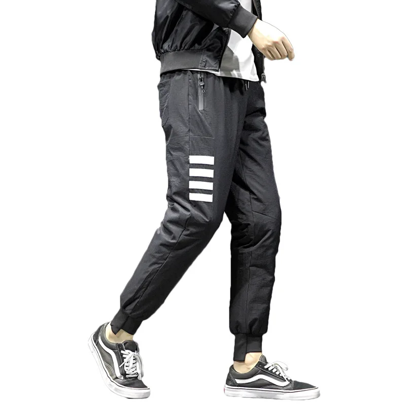 

white winter goose down fashionable color contrast personalized pressing glue young men's small feet casual down pants