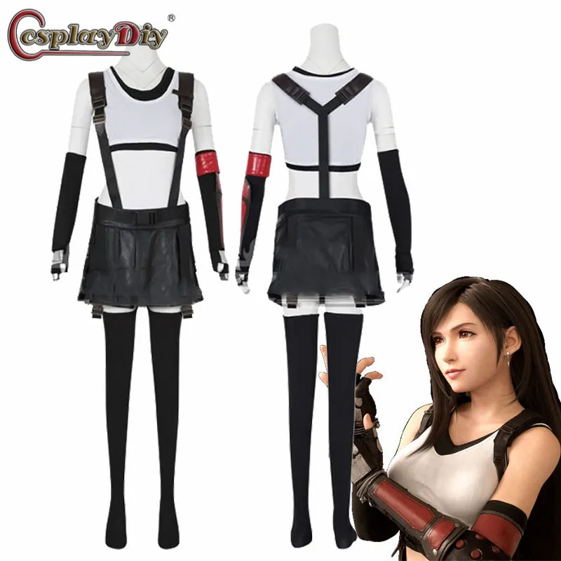 

Cosplaydiy FINAL FANTASY VII FFVII FF7 Cosplay Tifa Lockhart Costume Adult women Skirt Halloween Suits Full Outfits Custom Made