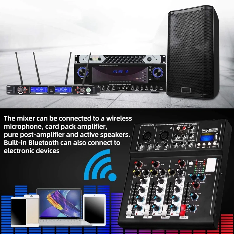 4-канальный звуковой микшер F4 профессиональная микшерная консоль с Bluetooth