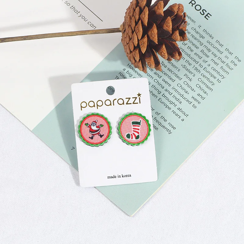 1 пара рождественских сережек круглые серьги гвоздики крышка для бутылки капли