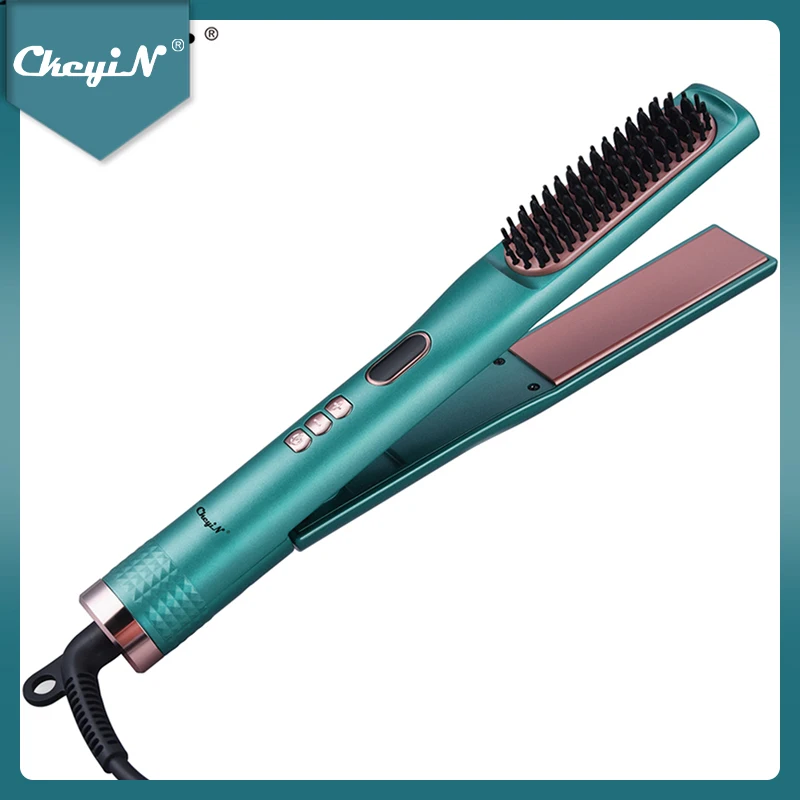 

CkeyiN Multifunctional PTC Fast Heating Adjutable Hair Straightener Tourmaline Ceramic Flat Iron Curler Smooth Hair Brush Comb