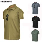 Футболка мужская, летняя, быстросохнущая, Спортивная, военная, дышащая, с отворотами, эластичная, с коротким рукавом