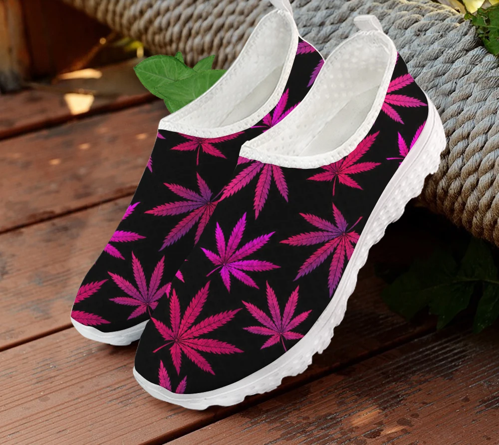 

ELVISWORDS Tropical Weep Leaf Printed Casual Women Flats Shoes Woman Summer Fashion Ladies Breathable Comfortable Lazy Shoe 2020