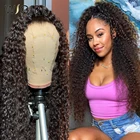 Wigirl бразильские вьющиеся волосы 13x4, парики из натуральных волос на шнурках 26, 28, 30 дюймов, глубокая волна, длинные фронтальные парики для черных женщин