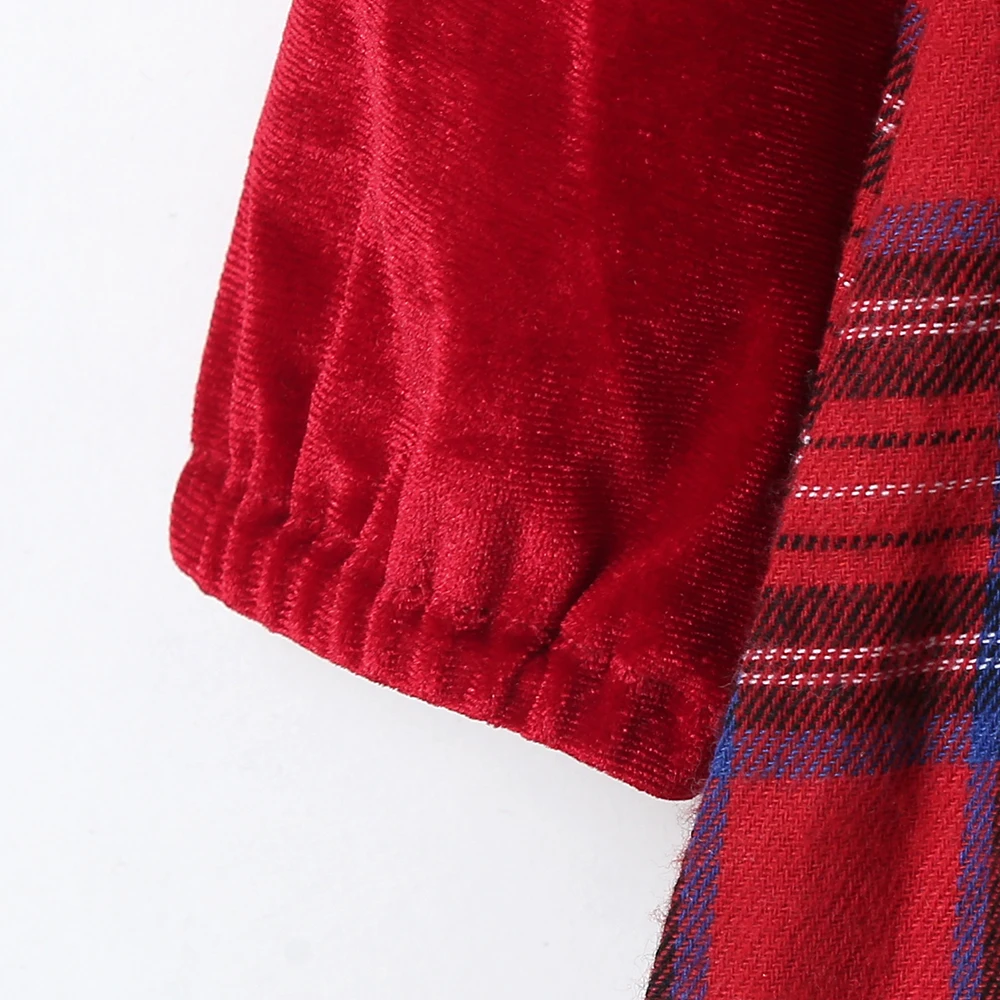 

2-pcs Baby Girl Plaid Sweet Dress Cotton Fashion Long Sleeve Infant Clothing Outfits