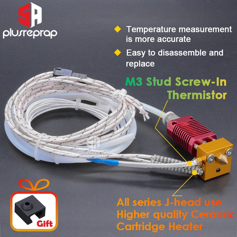 Ender-3/CR10/CR10S 1.75mm J-Head Hotend Kit | Aluminum Heat Block with Heater Thermistor | 0.4mm Nozzle Part for 3D Printers image 2
